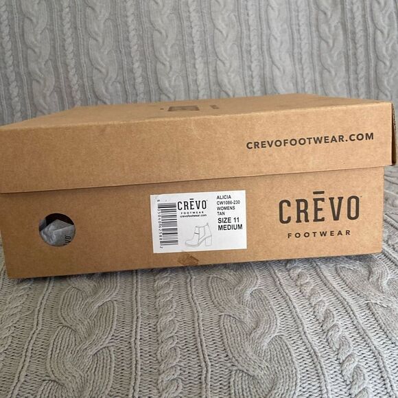 Crevo Alicia Tan Brown Leather Suede Round Toe Block Heel Casual Fall Boots - Picture 12 of 12